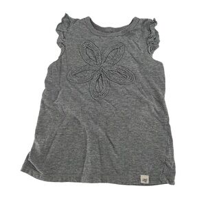 Burt’s Bees Gray Flower Ruffled Sleeveless Organic Cotton Top Size 3 T Girl’s